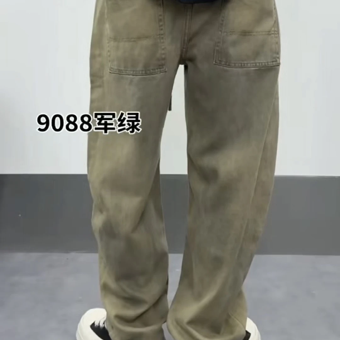 长裤微弹力工装风常规纽扣休闲裤秋款水洗秋季直筒