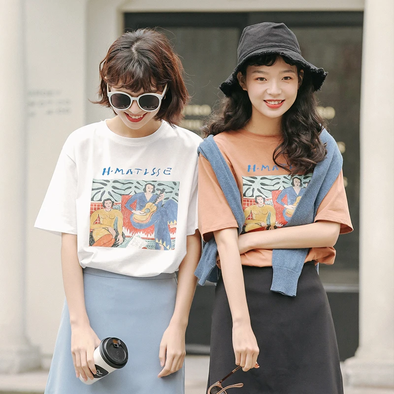 慕兔ins韩系超火短袖t恤女夏季2024新款韩版宽松洋气印花体恤上衣