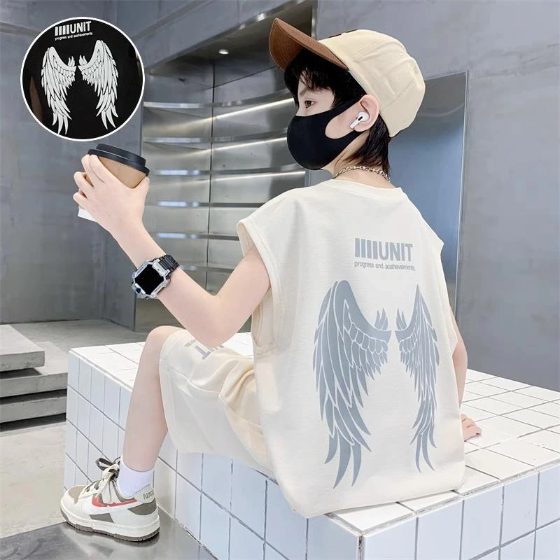 童装男童夏装套装2024新款儿童棉背心薄款夏季中大童男孩夏款潮