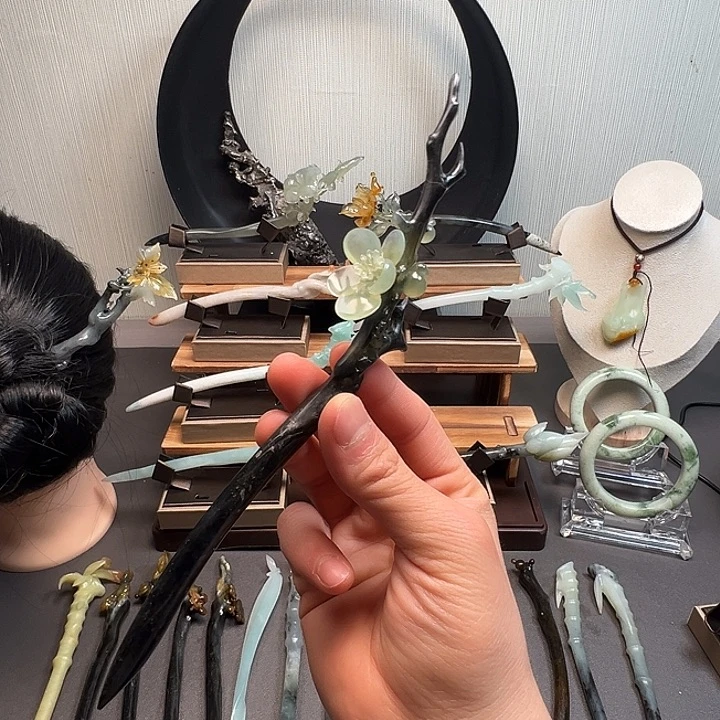 蛇纹石玉未镶嵌发簪