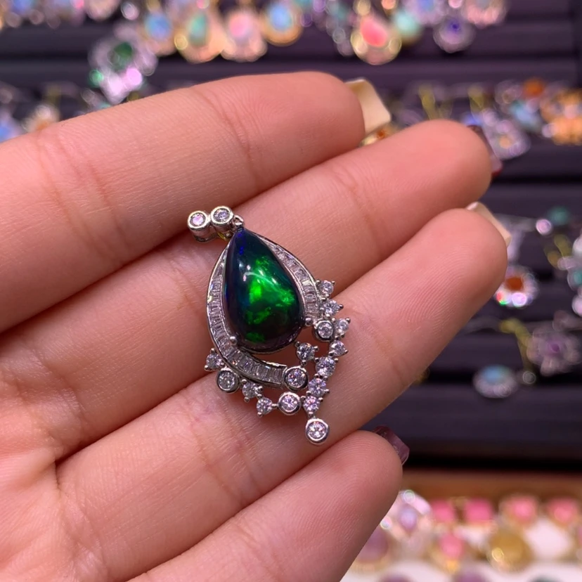 【闪购商品】欧泊吊坠款式改款银S925镶嵌富*儿