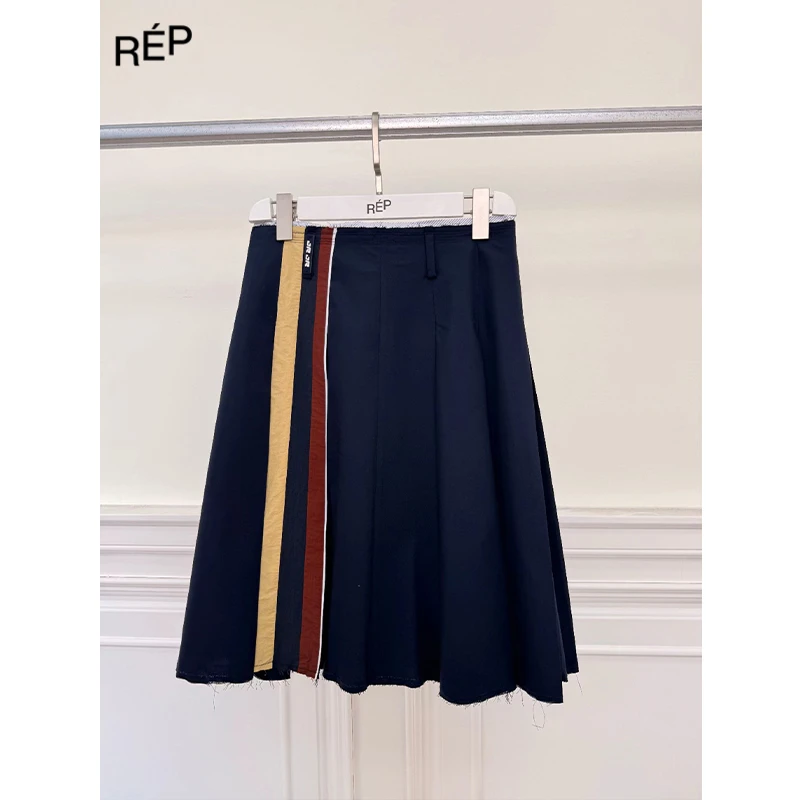 Journal Record设计师藏青褶皱中裙 25SS TheREPUBLIQUE早春穿搭