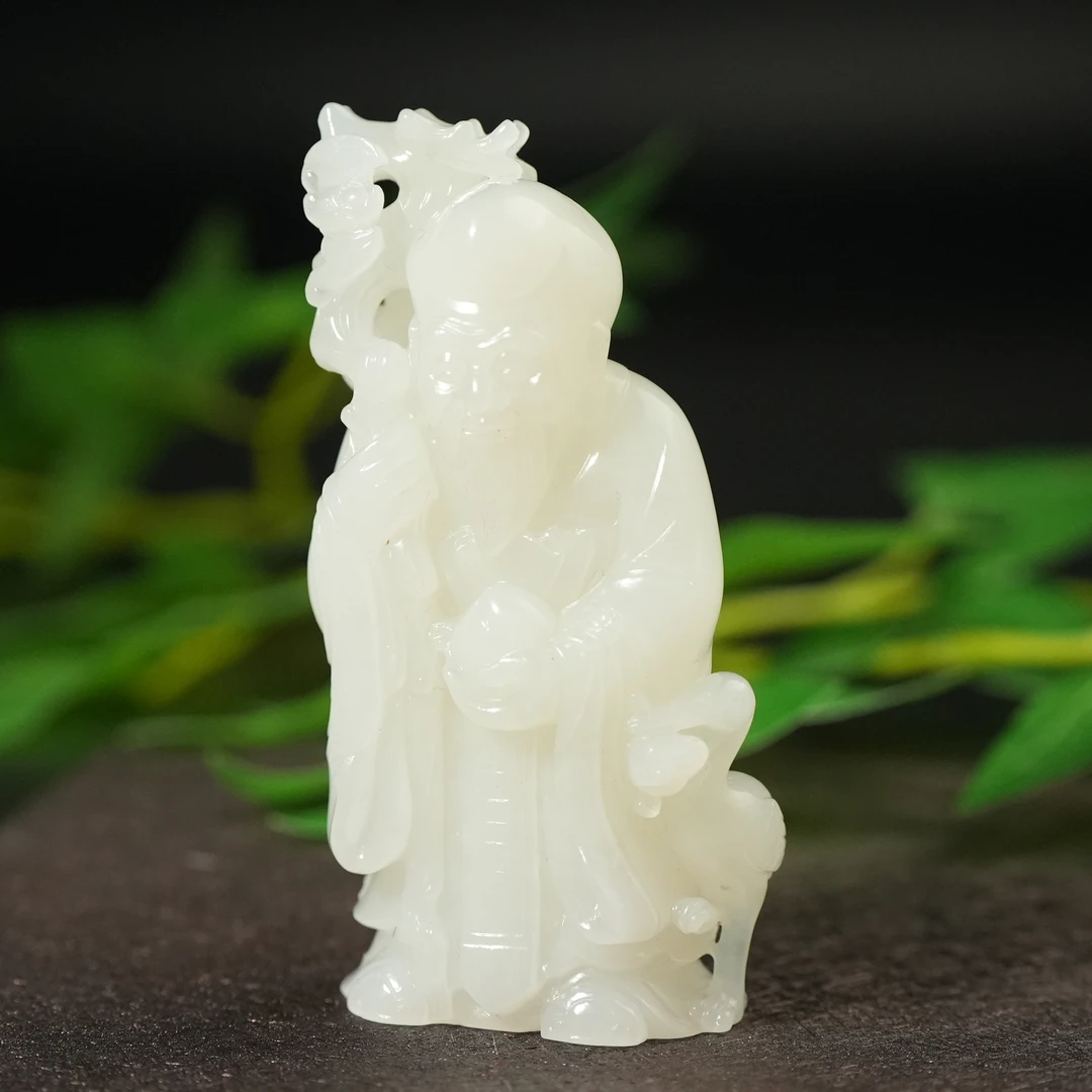 清代 清代和田白玉寿星摆件LFJ250314026
