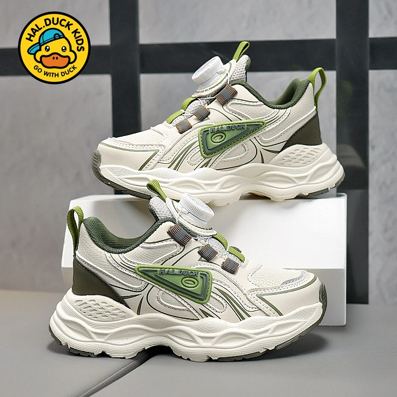 小黄鸭男童镂空网面透气老爹2025夏季新款中大童女童运动童鞋12
