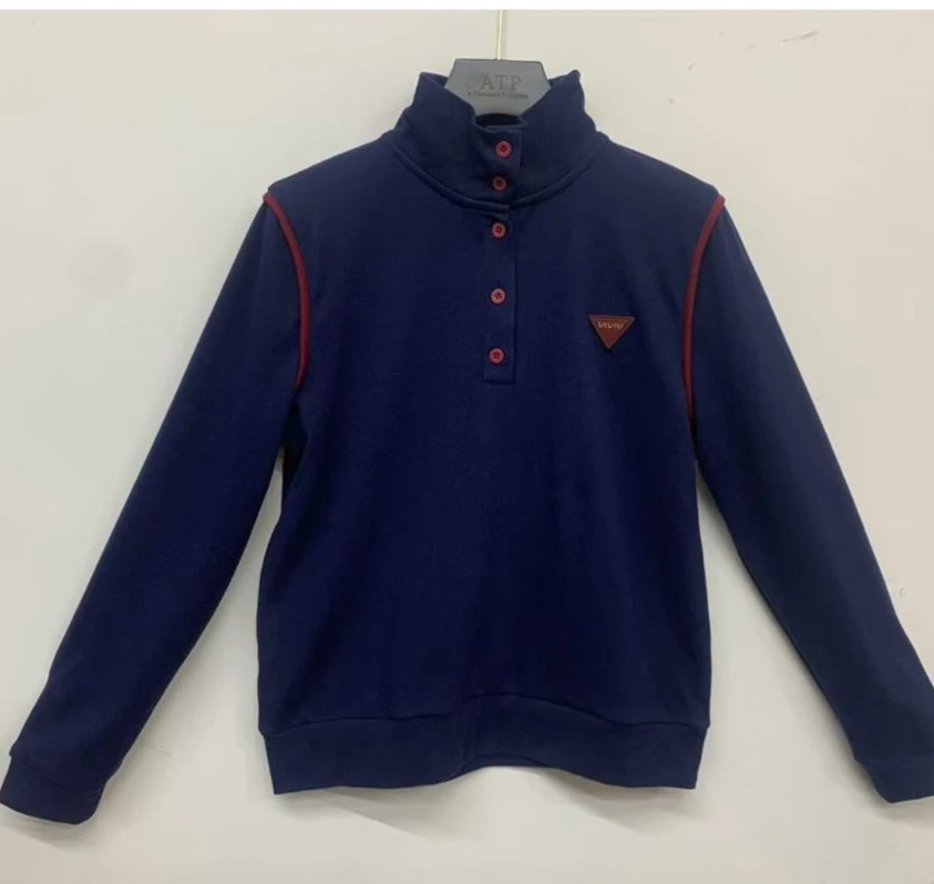 2025秋冬装新款纽扣半高领双面德绒长袖打底衫真尤美