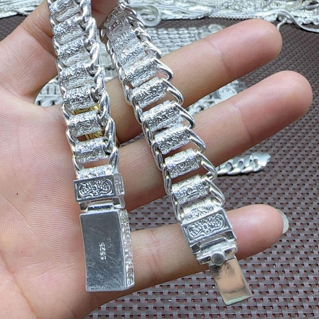 无925银转经桶手链