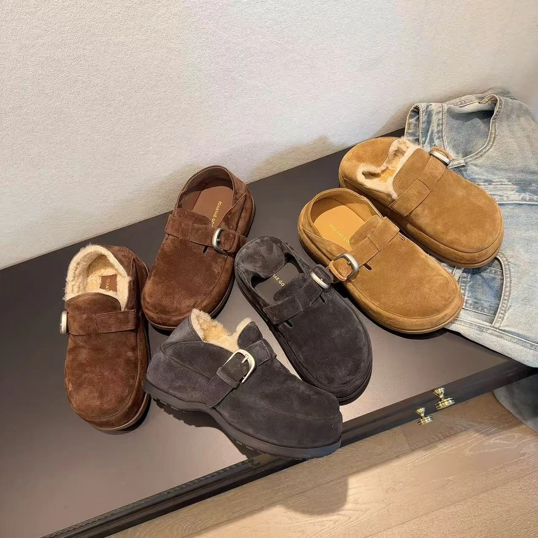 DAABAE GOOD 秋冬新款复古真皮两穿勃肯鞋乐福鞋 跟高5CM 21088-7