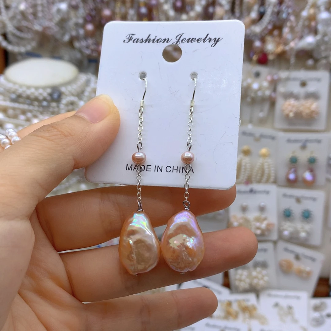 银S925镶嵌淡水珍珠耳饰