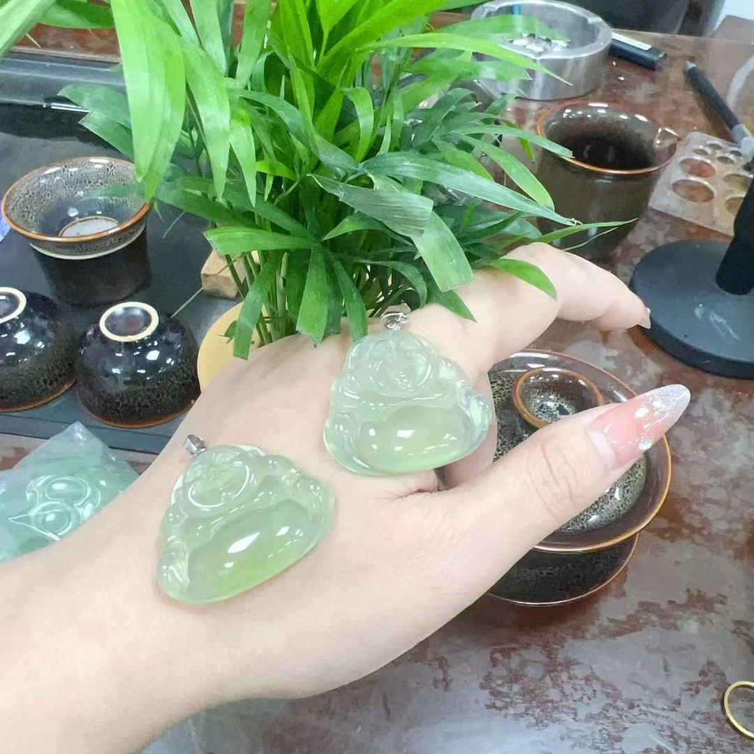 2403300063 ZJ 岫玉大肚佛s925吊坠 （多样性发其一）