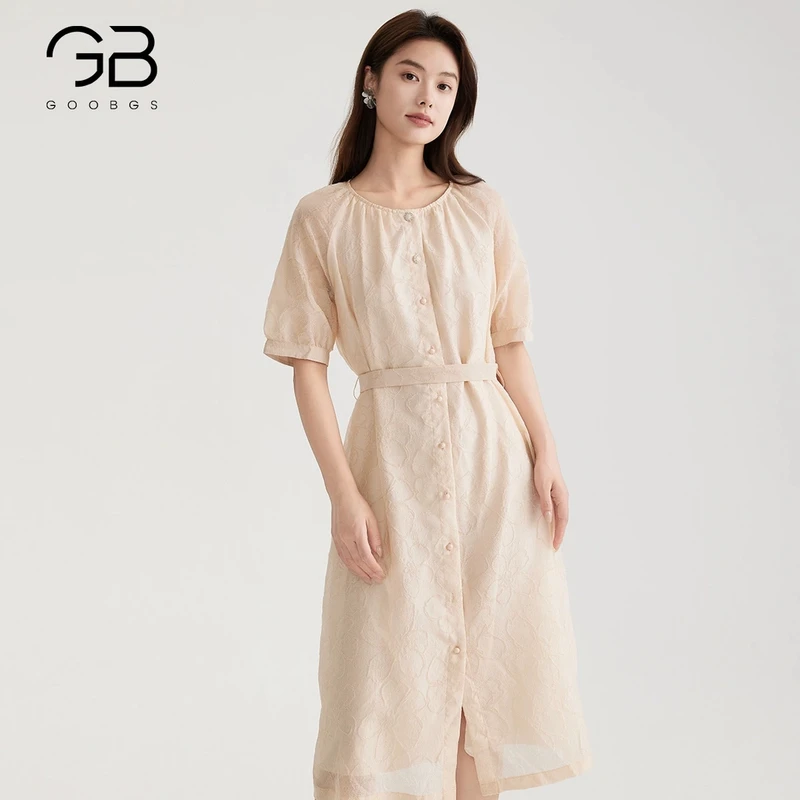 【谷邦L+】谷邦GOOBGS 提花短袖连衣裙 G3244188