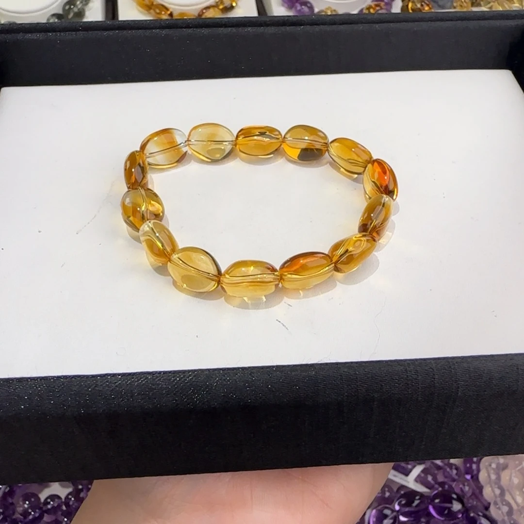 黄晶未镶嵌手链巴西黄水晶糖豆10m