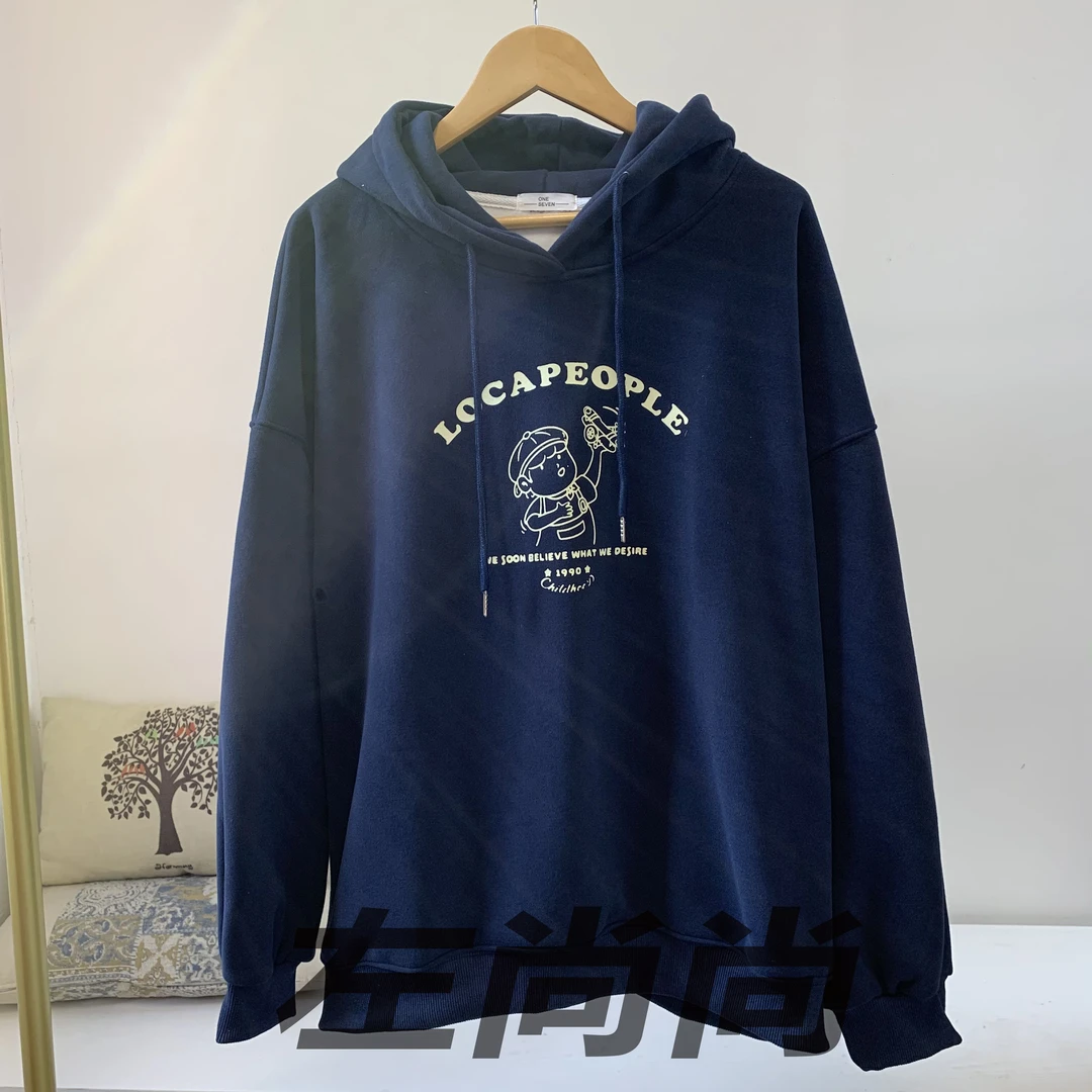 【8104】2024新款宽松长袖连帽印花卫衣女NNS