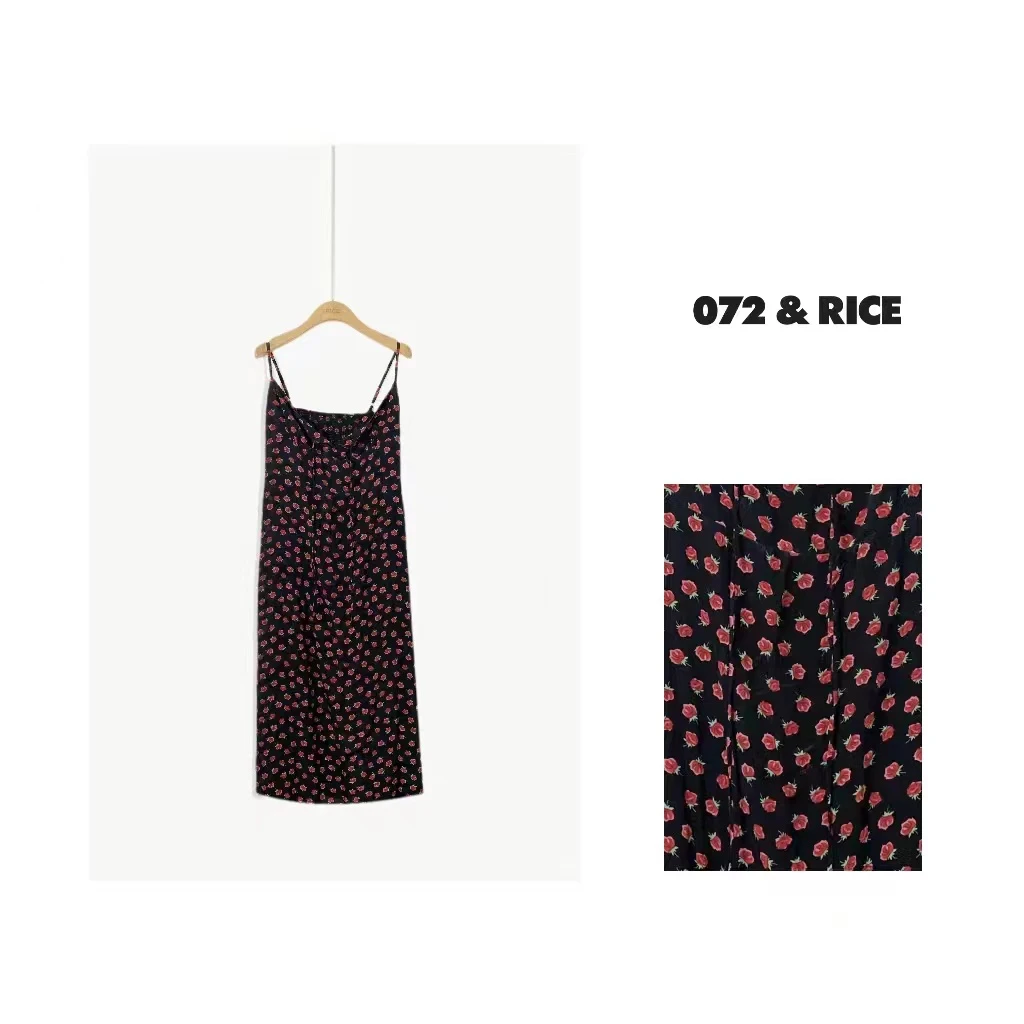 072 & RICE【曼哈裙】夏季休闲碎花吊带连衣裙 NB121 FF