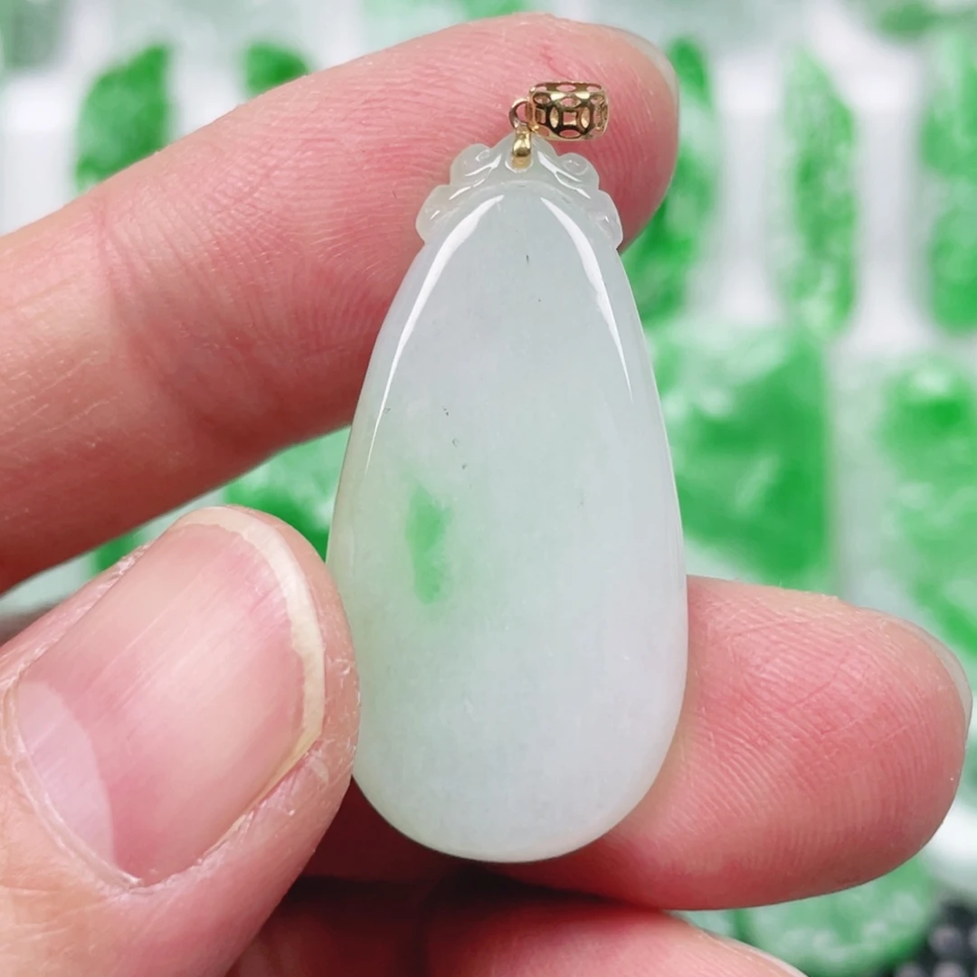 翡翠18K金镶嵌吊坠(不含链)