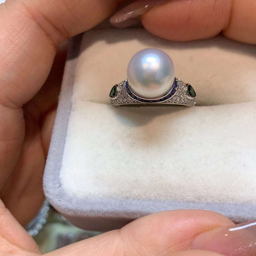 海水珍珠戒指银S925镶嵌