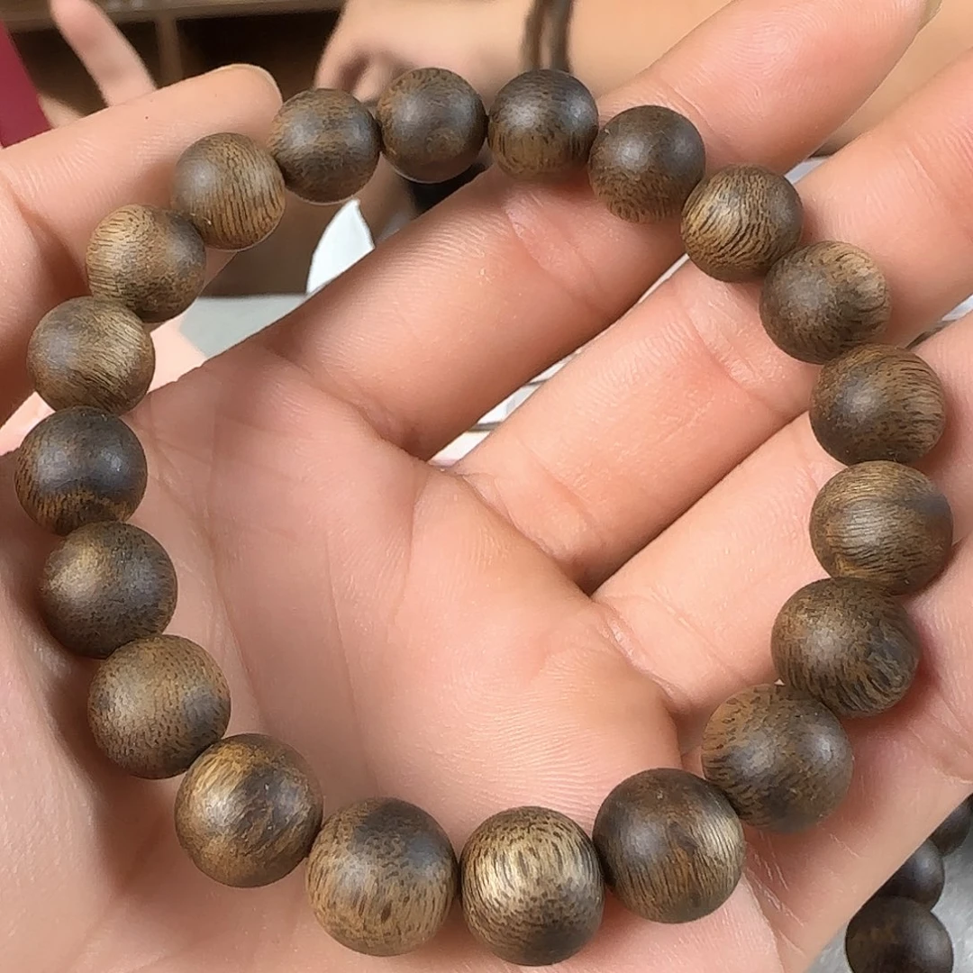 沉香手串罗门黑棋圆珠1.0规格8克加