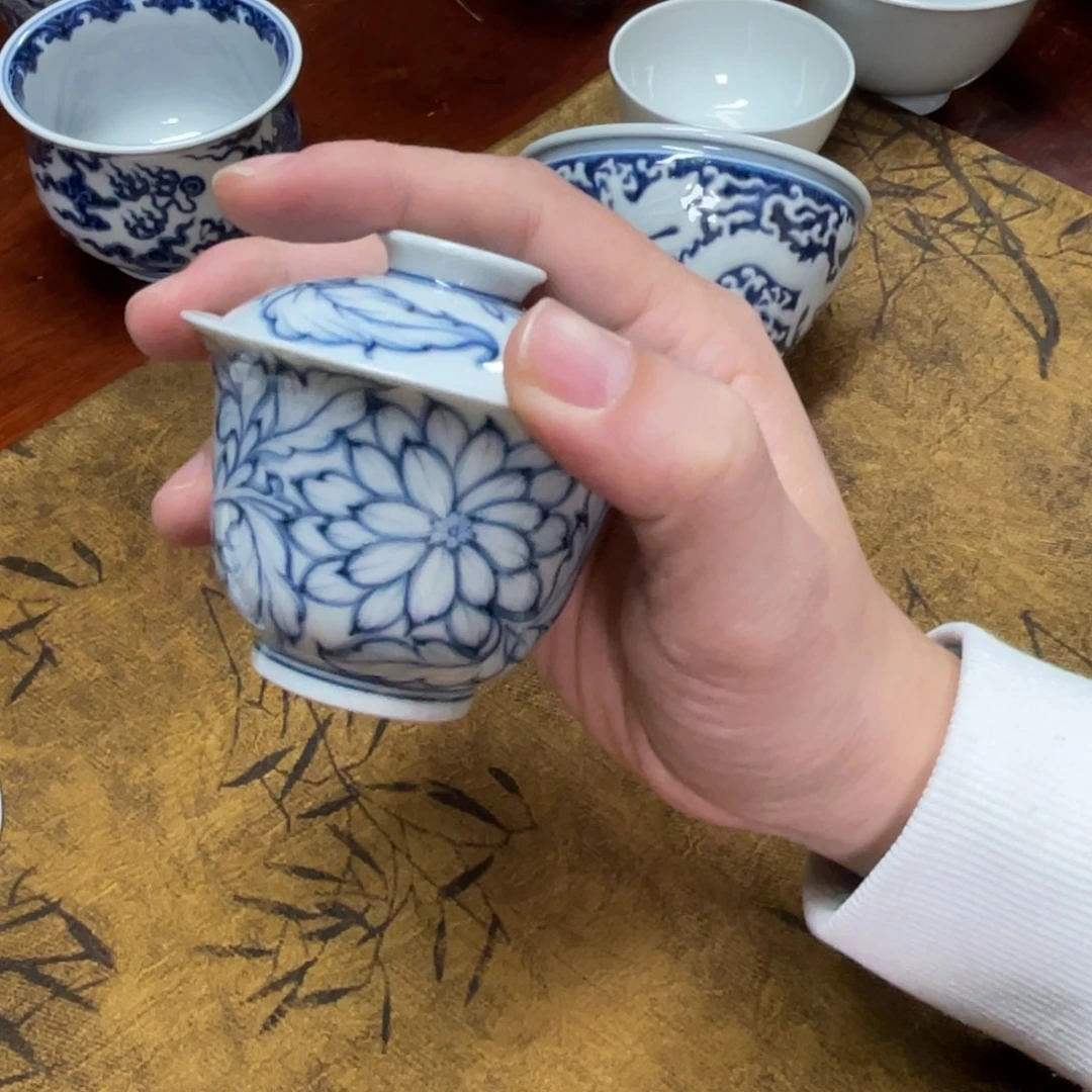 杯子瓷白描盖碗55