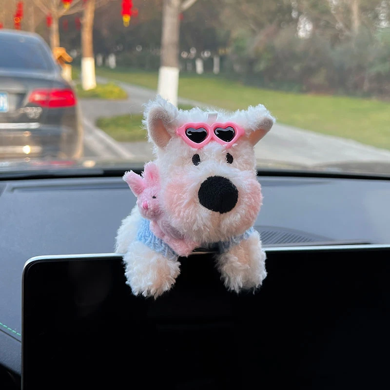 2025新款创意可爱车内装饰品摆件屏幕车载西高地中控台副驾驶摆件