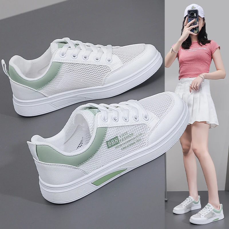小白鞋女2025新款爆款女鞋夏季百搭薄款透气时尚运动网面休闲板鞋