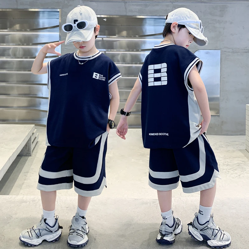 男童夏装无袖套装2025新款运动夏款中大儿童夏季男孩痞帅气时髦潮