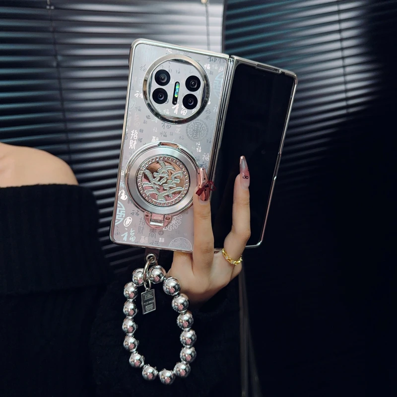 适用华为matex6手机壳新款matex5典藏套matex3国潮万福字發支架女