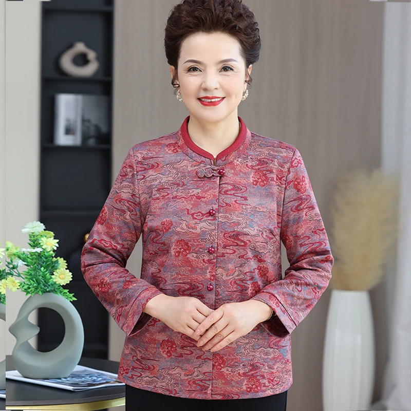 中老年女装外套胖妈妈加肥加大衬衫老年人老太太秋冬装奶奶衣服