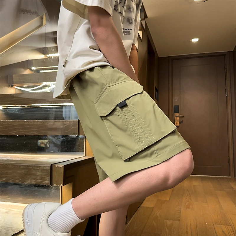 夏季新款美式冰丝宽松凉感运动短裤速干透气休闲工装五分短裤