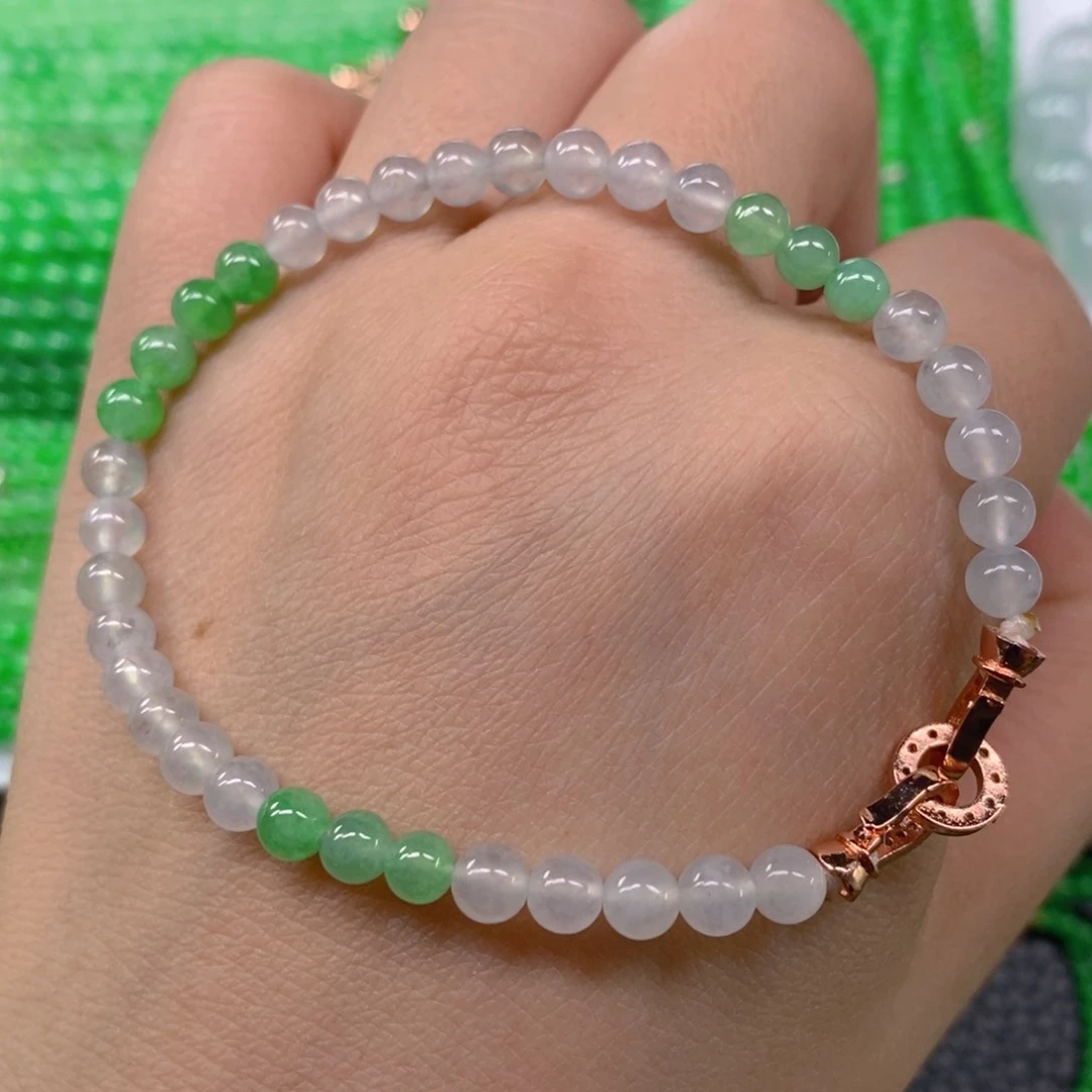 翡翠颈饰未镶嵌冰种双彩手链5m' m