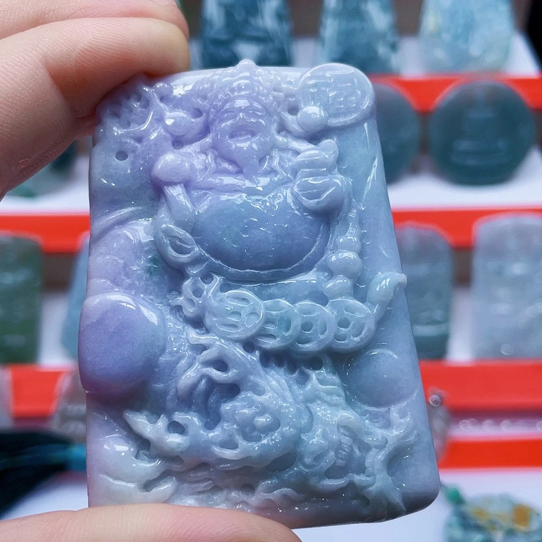 翡翠未镶嵌颈饰紫色财神