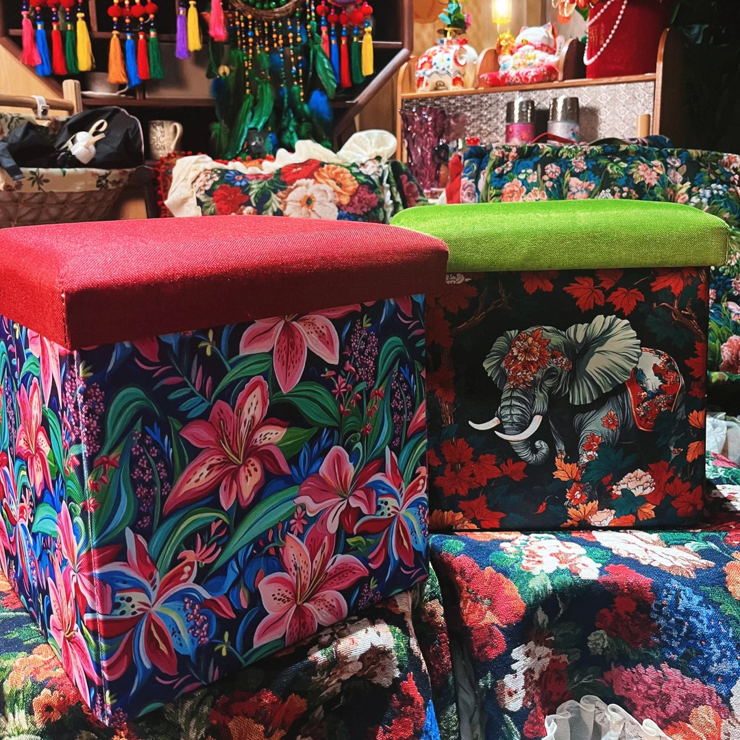 带盖折叠收纳箱牛津布时尚家用简约正方形35CM