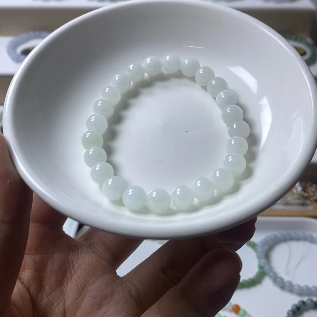 翡翠未镶嵌手链白月光圆珠卡7
