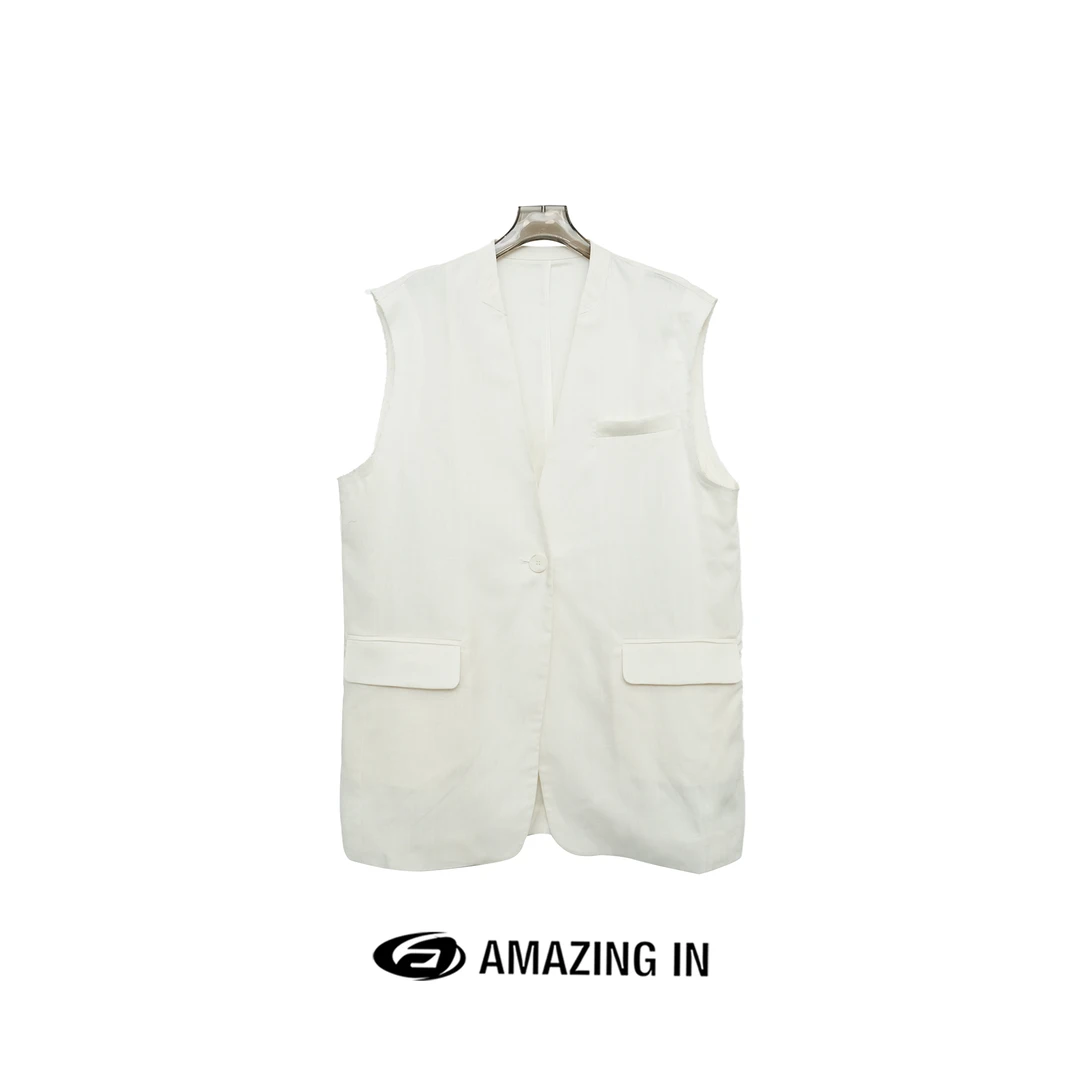 AMAZING IN "归序"天丝亚麻简约休闲V领马甲女 A240510-RW-1070M