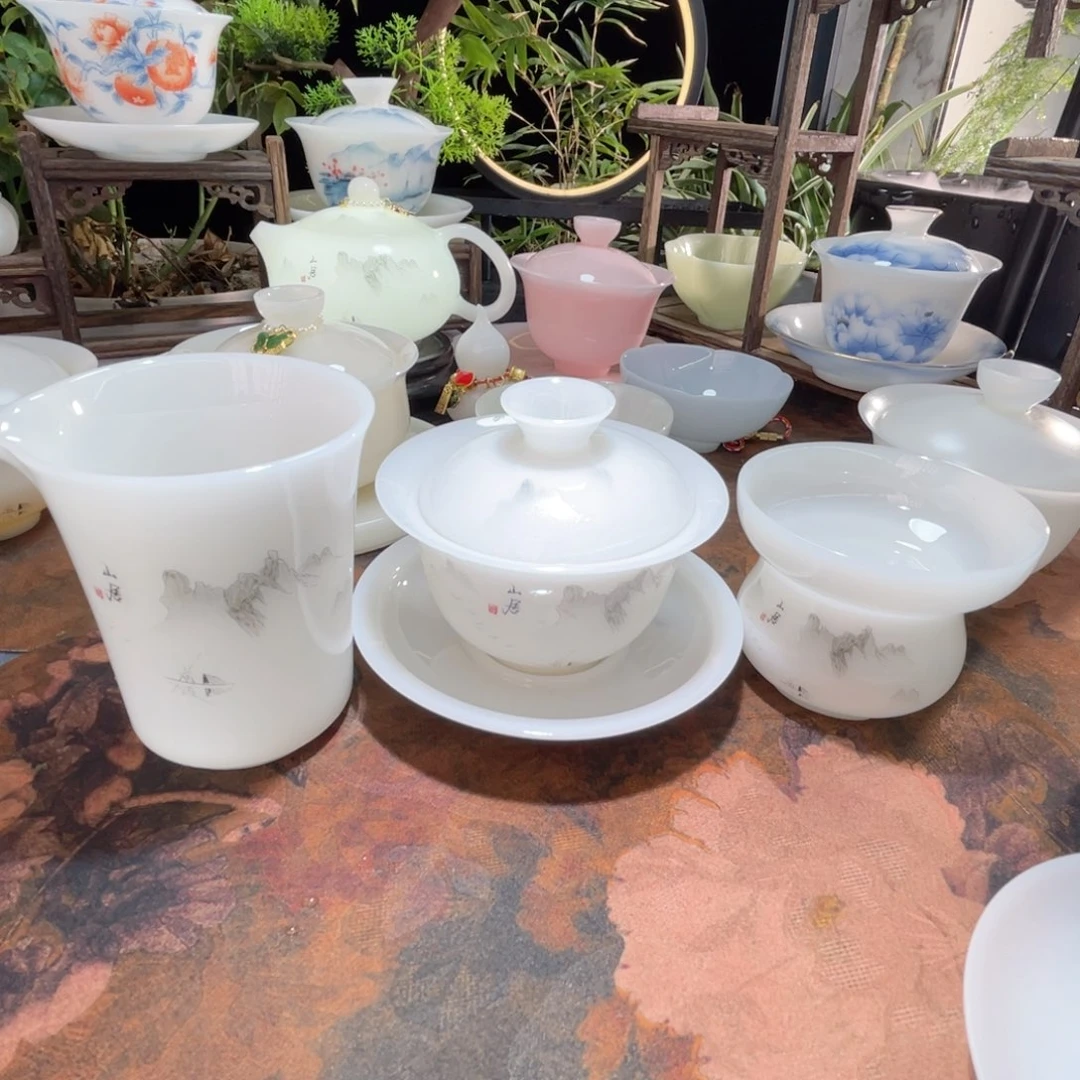 冷***眸水墨山居盖碗公道杯茶漏
