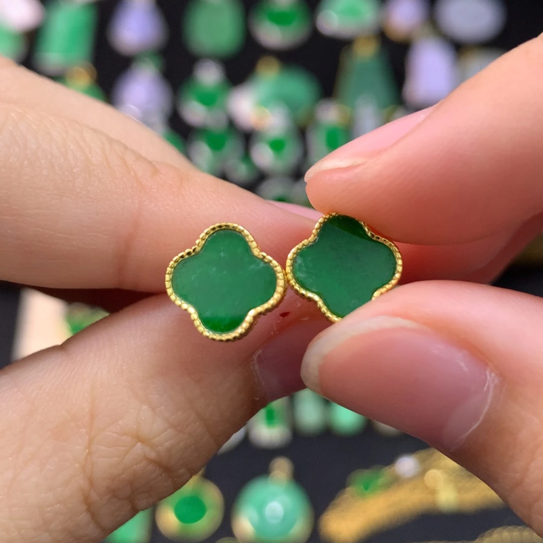 翡翠未镶嵌耳饰耳钉