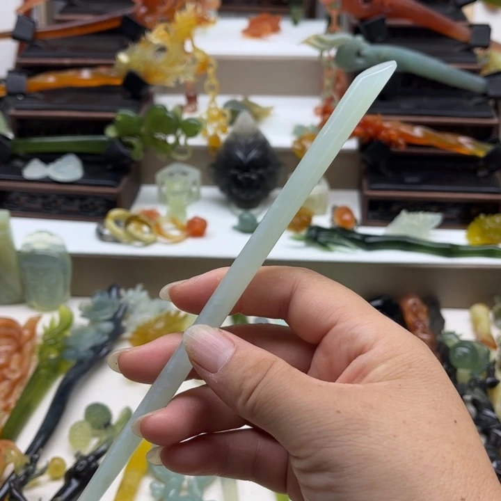 未镶嵌蛇纹石玉岫玉发簪