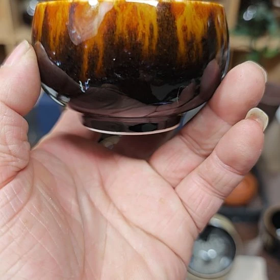 天然老黑釉斗笠盏盏盏