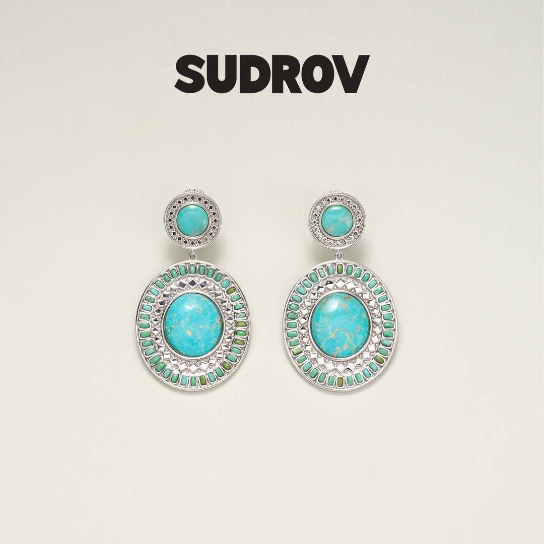 SUDROV素觉Lucky Sign™系列绿松石耳坠轻奢耳钉新中式耳饰耳环女