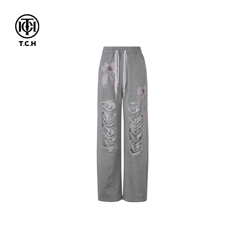 下架-TCH私服烫钻工艺休闲时尚百搭长裤子休闲裤女T75A20E5097