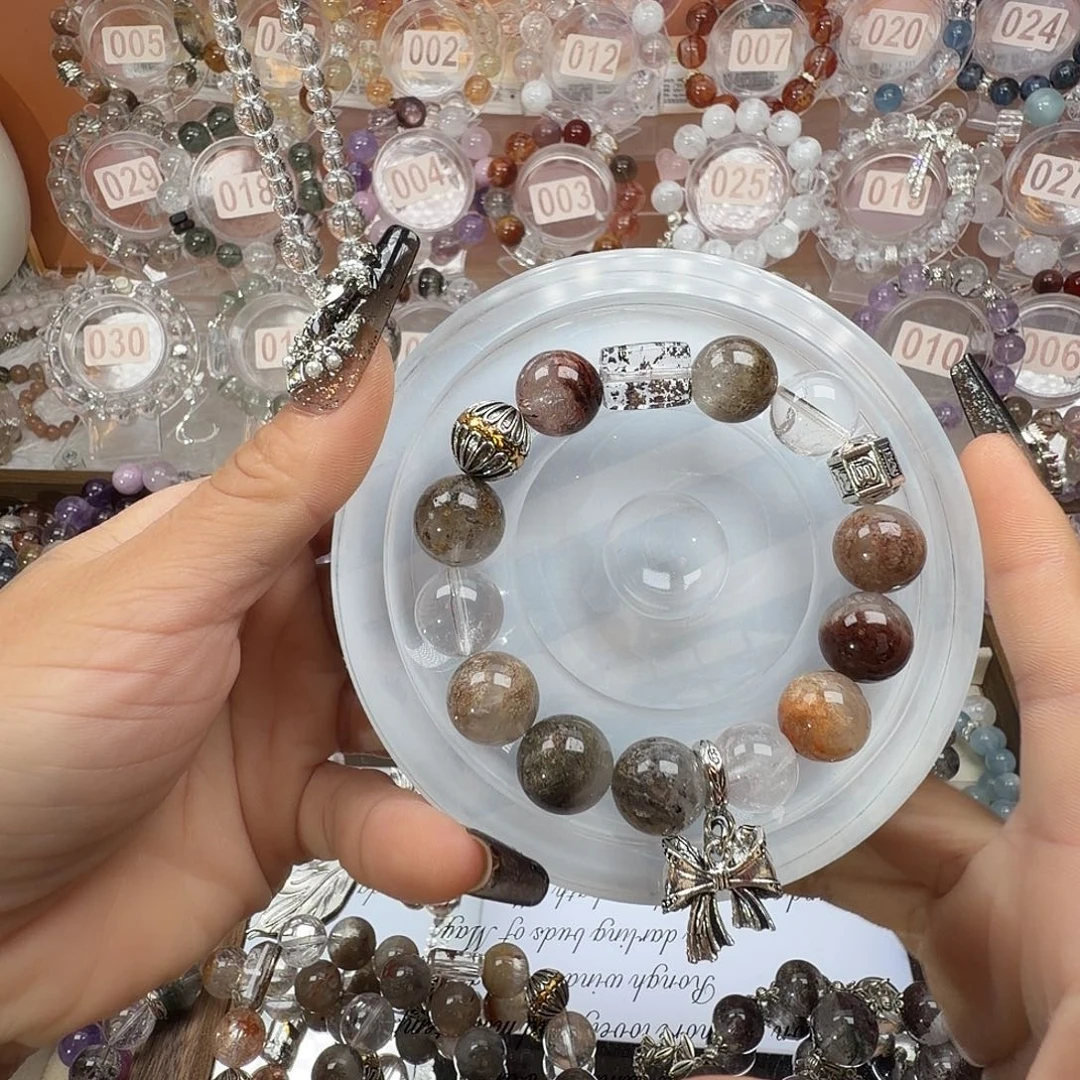 手链银S925镶嵌烟晶