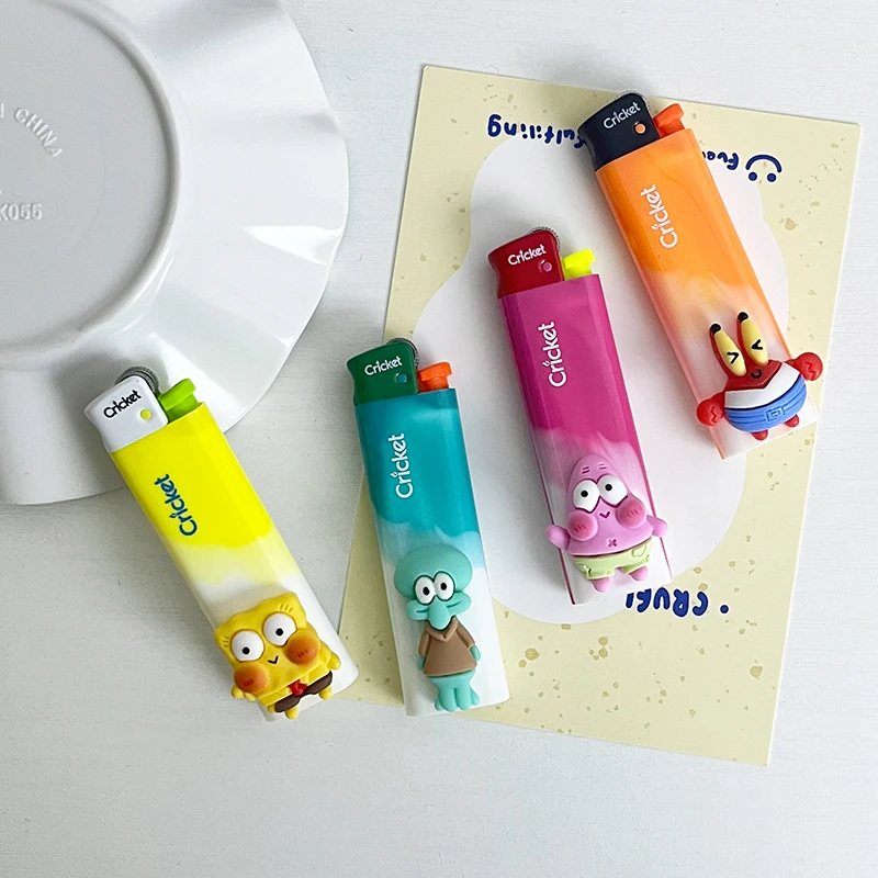 草蜢海绵宝宝耐用打火机卡通创意可爱防爆砂轮蜡笔小新打火机
