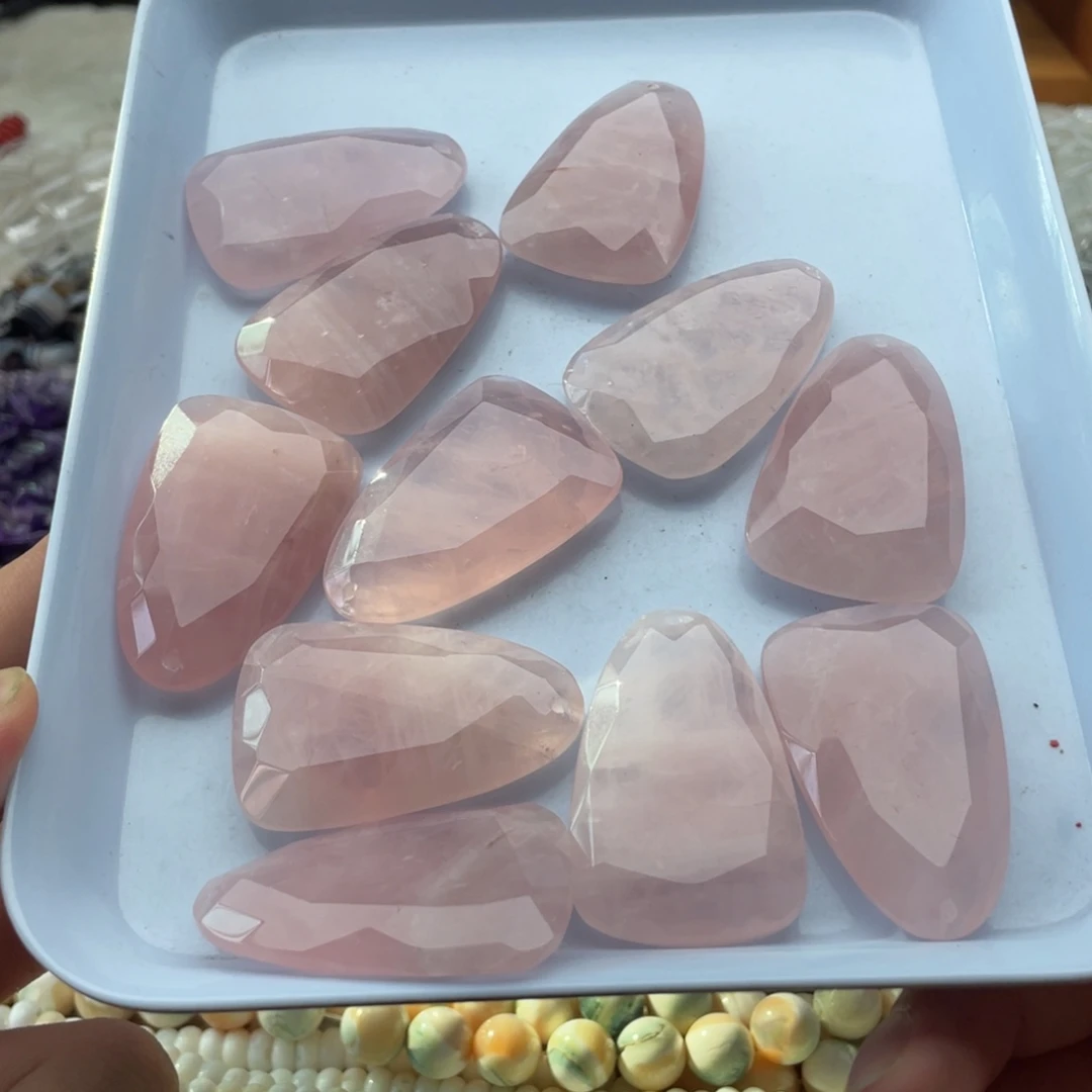 玛瑙/玉髓合金珠宝半成品一个装粉水切面三角牌吊坠28*44mm