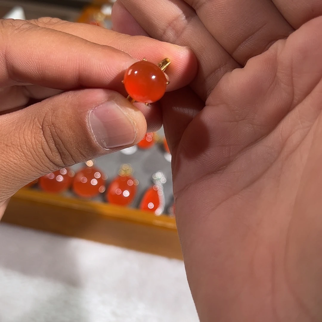 南红玛瑙银S925镶嵌戒指