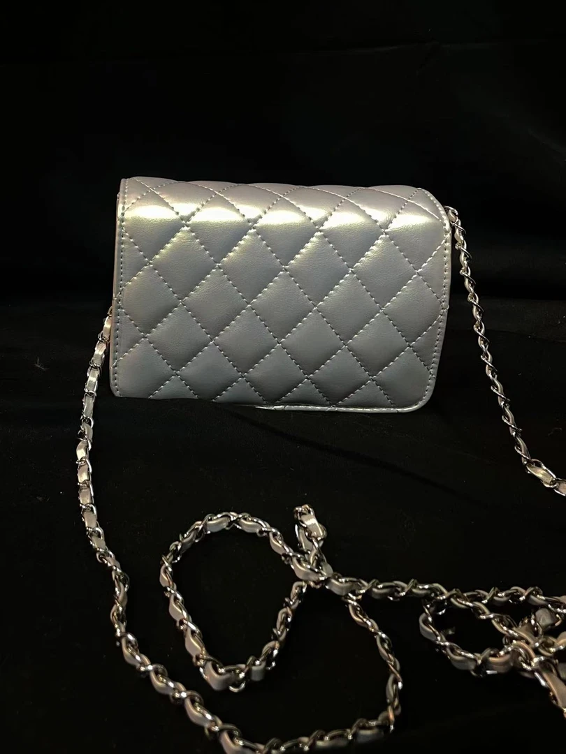 LQ-WITH-QUEEN真皮女包小方包灰色星星包