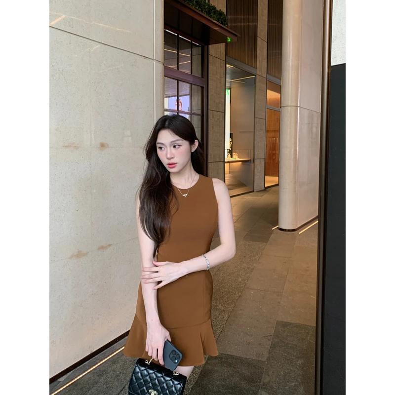 【夏日青柠】气质修身无袖连衣裙女收腰显瘦性感包臀短裙4004