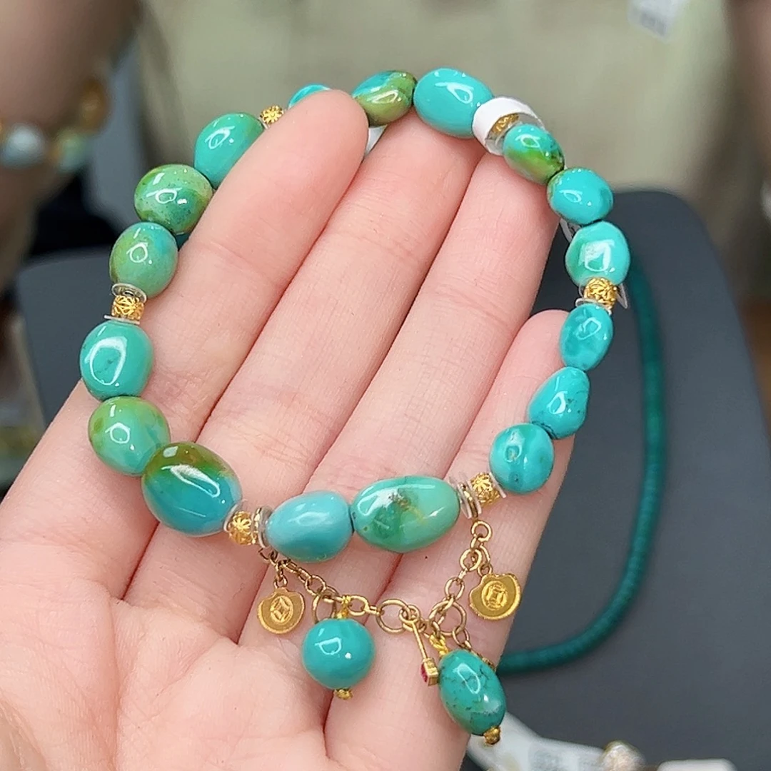 绿松石珠宝奇石18K金镶嵌