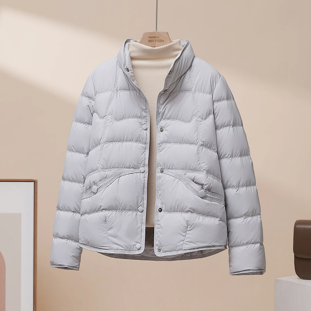 90白鸭绒加厚羽绒服女短款2025秋冬时尚小个子时尚立领保暖外套潮