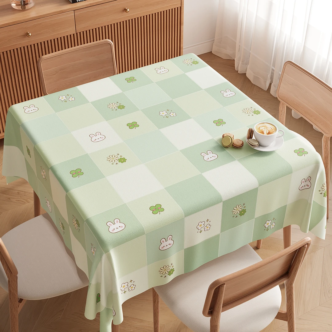 奶油风桌布免洗网红桌布防油防水防烫PVC方桌桌布可爱风茶几台布