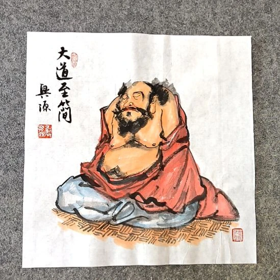 国画一平尺禅意人物画34*34厘米