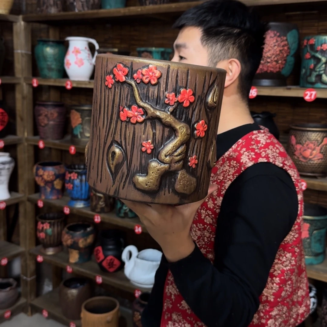 带孔高端浮雕花盆炸炸炸炸