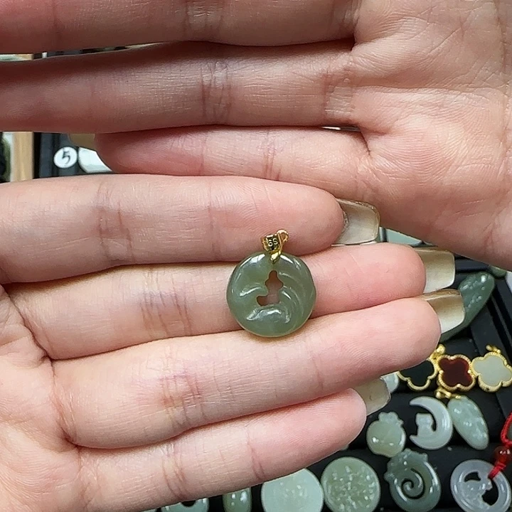 和田玉颈饰银S925镶嵌